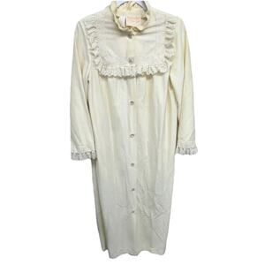 Vintage Sears Front At Home Wear Gown Ivory House Dress Night Gown